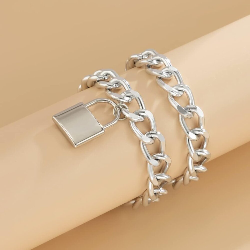 Boho Dainty Lock Anklet Bangles Stackable Chain B… - image 4